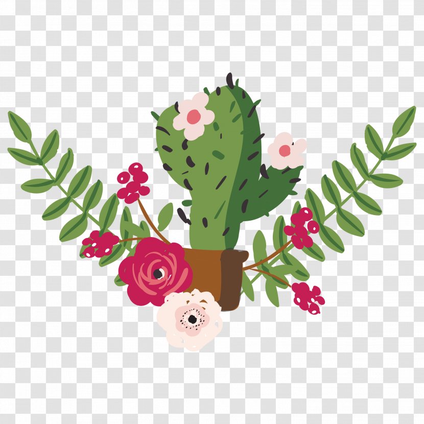 Drawing Cactaceae Painting - Cut Flowers - Potted Cactus Transparent PNG