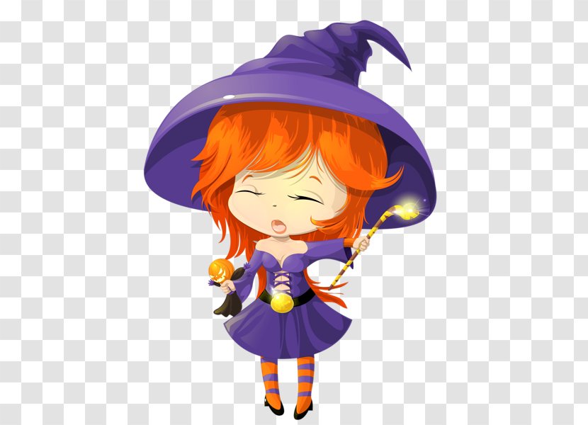 Witchcraft Clip Art - Frame - Purple Eyes Closed Little Witch Transparent PNG