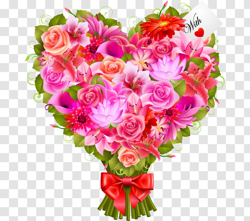 Flower Bouquet Rose Valentine's Day Heart Transparent PNG
