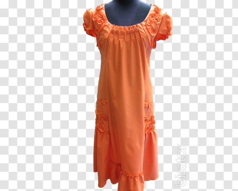 Shoulder Nightwear Sleeve Dress - Orange Transparent PNG