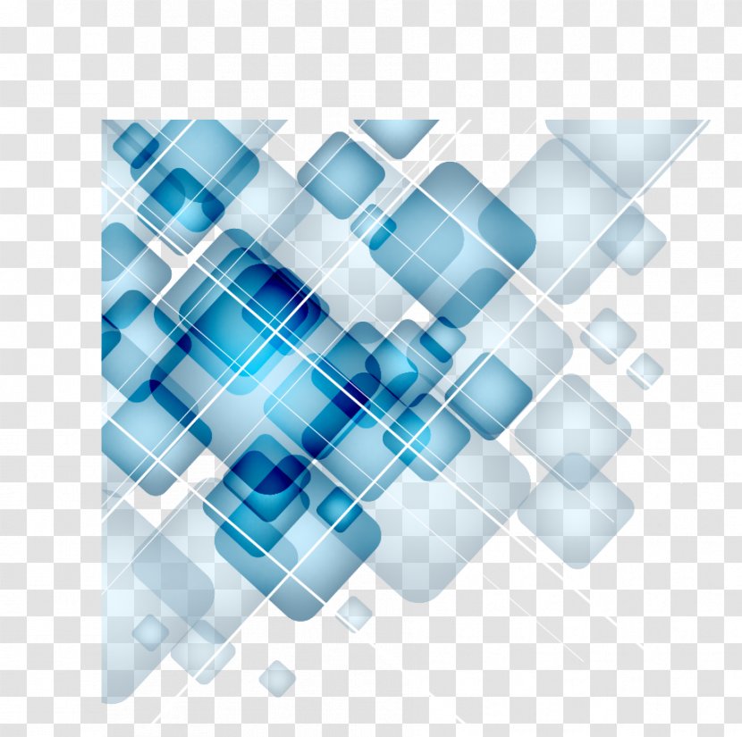 Square - Rectangle - Digital Technology Blue Geometric Squares Gradient Transparent PNG