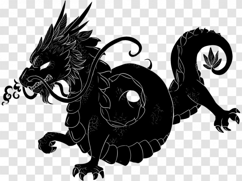 Chinese Dragon China Legendary Creature - Monochrome Transparent PNG