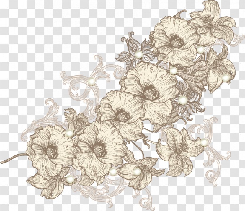Drawing Monochrome Motif - Painting - Chrysanthemum Pattern Relief Transparent PNG