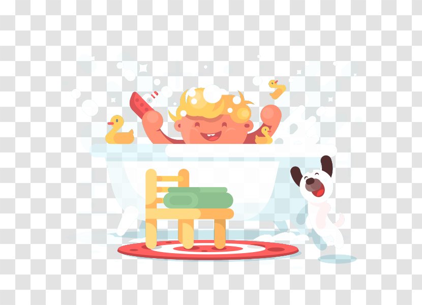 Bathing Bathtub Adobe Illustrator Illustration - Shower Gel - Children And Puppies Transparent PNG