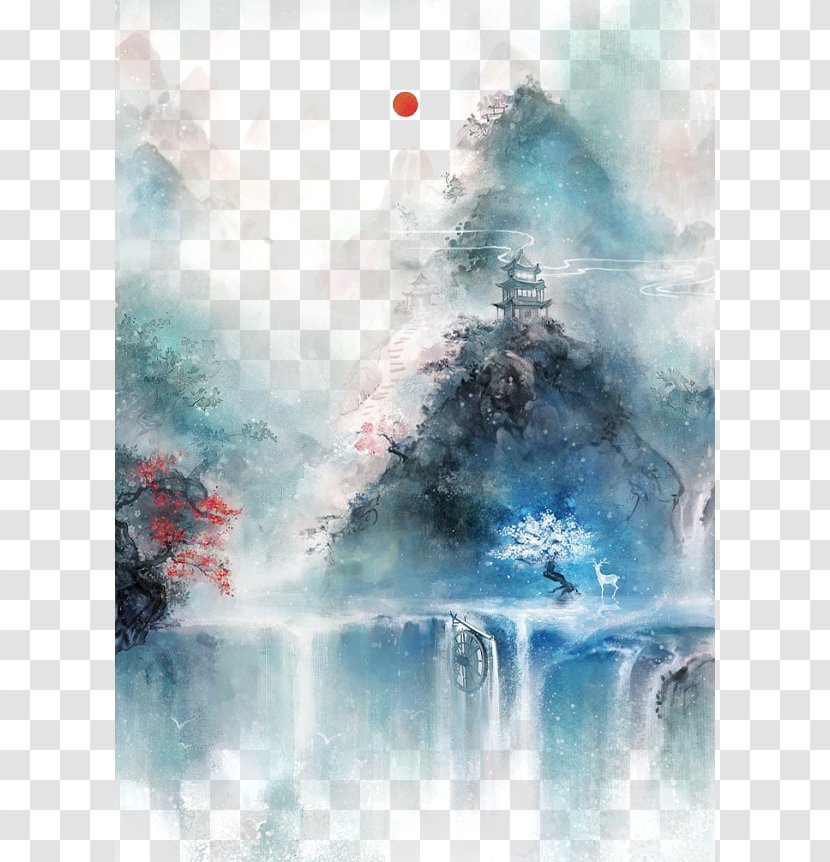 Chinese Art Asian Painting Illustration - Tree - Antiquity Beautiful Watercolor Transparent PNG