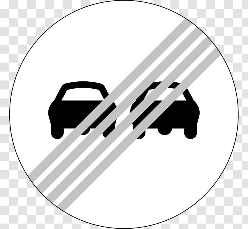 Prohibitory Traffic Sign Overtaking Road Signs In Greece Clip Art - White - Black And Transparent PNG