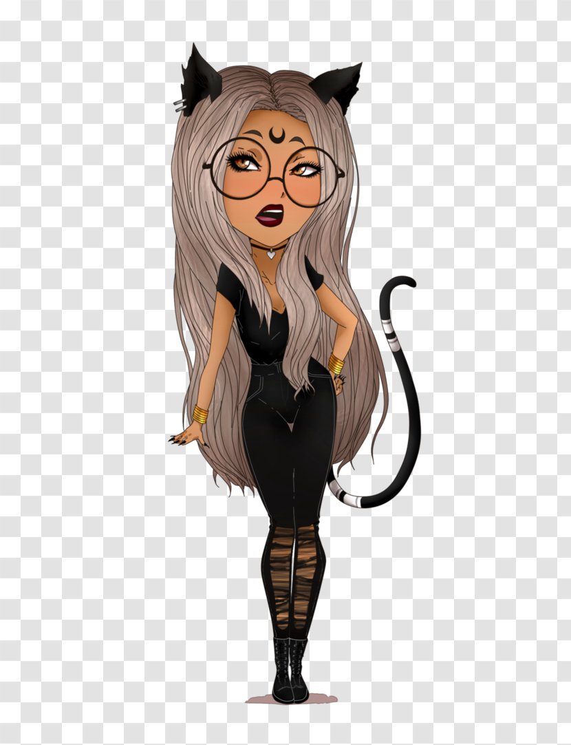 Cat Cartoon Brown Hair Character - Silhouette Transparent PNG