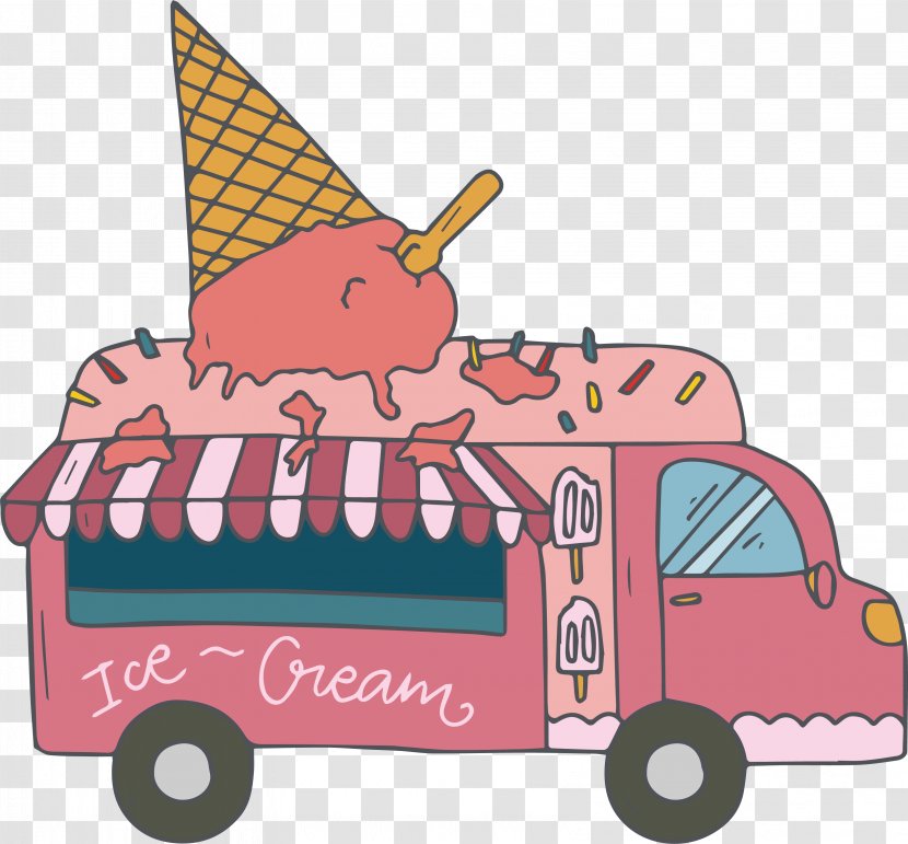 Strawberry Ice Cream Hamburger Fast Food Hot Dog - Motor Vehicle - Diner Transparent PNG