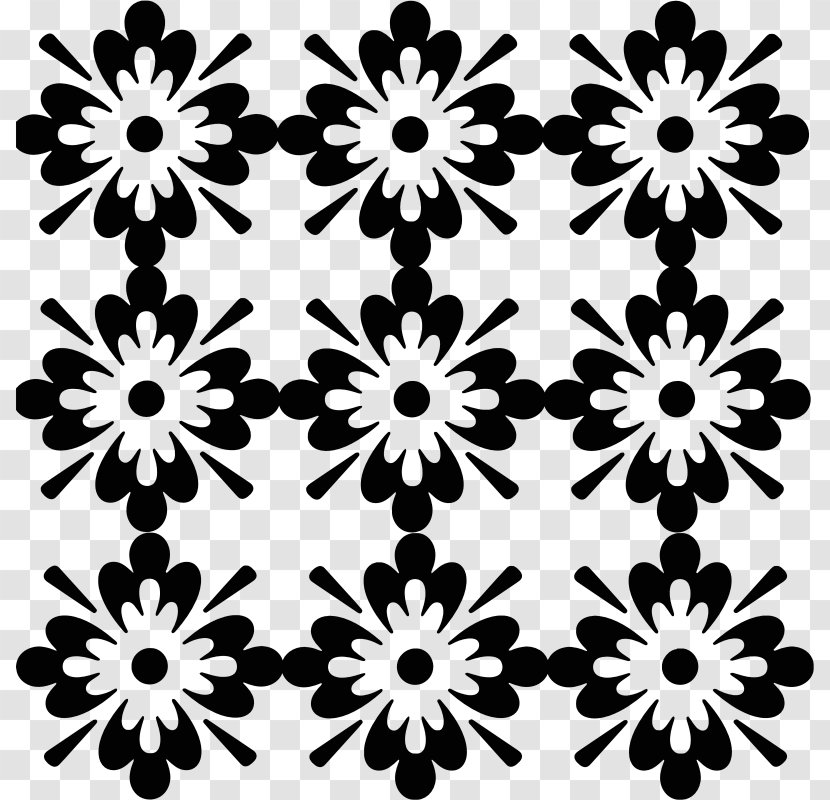 Black And White Floral Design Clip Art - Flower - Pattern Transparent PNG