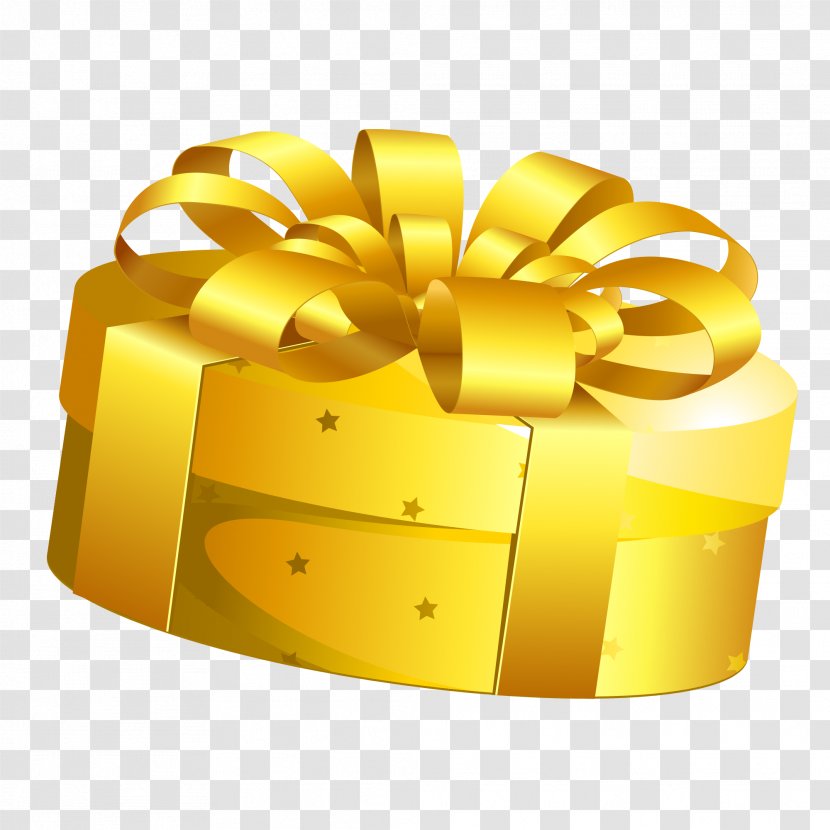 Christmas Gift Box - Gold Transparent PNG