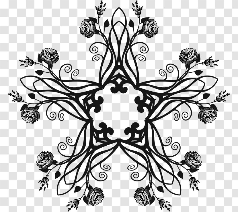 Black And White Visual Arts Clip Art - Abstract Flower Transparent PNG