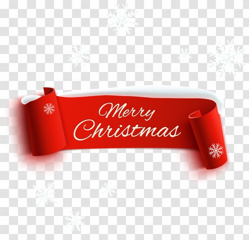 Christmas Decoration Paper Ribbon - Banner - Crimping Merry Vector Transparent PNG