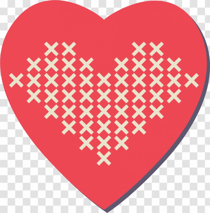 Valentine's Day Heart Embroidery Knitting - Cartoon - Romantic Three-dimensional Transparent PNG