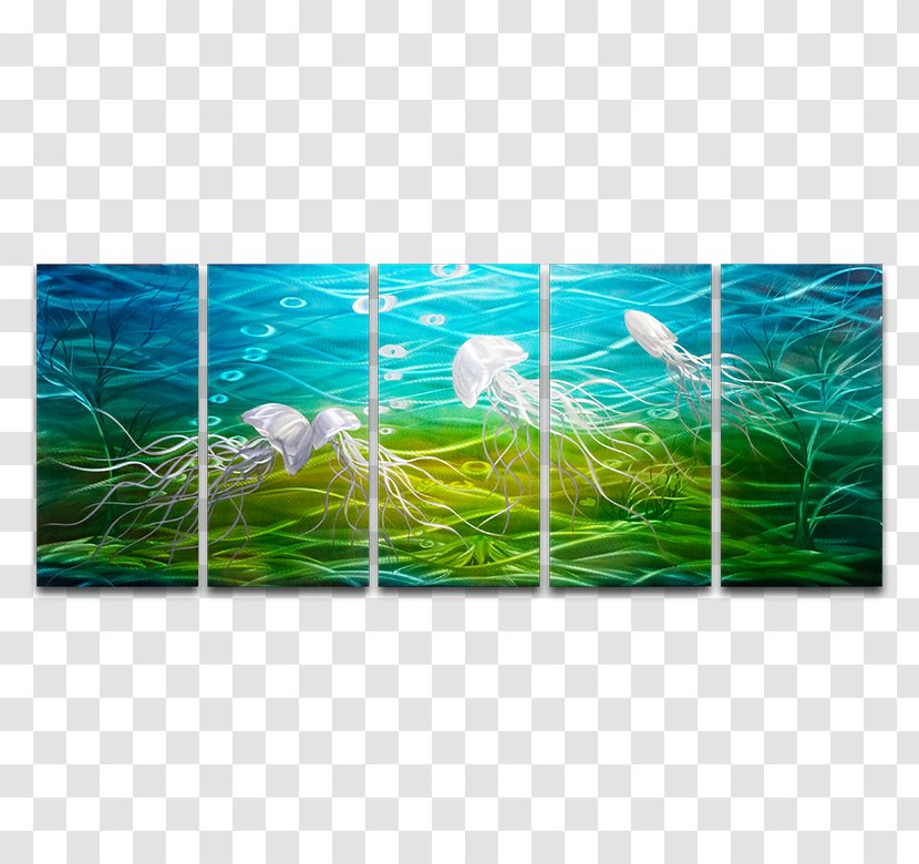 Modern Art Acrylic Paint Metal - Aquarium - Watercolor Jellyfish Transparent PNG