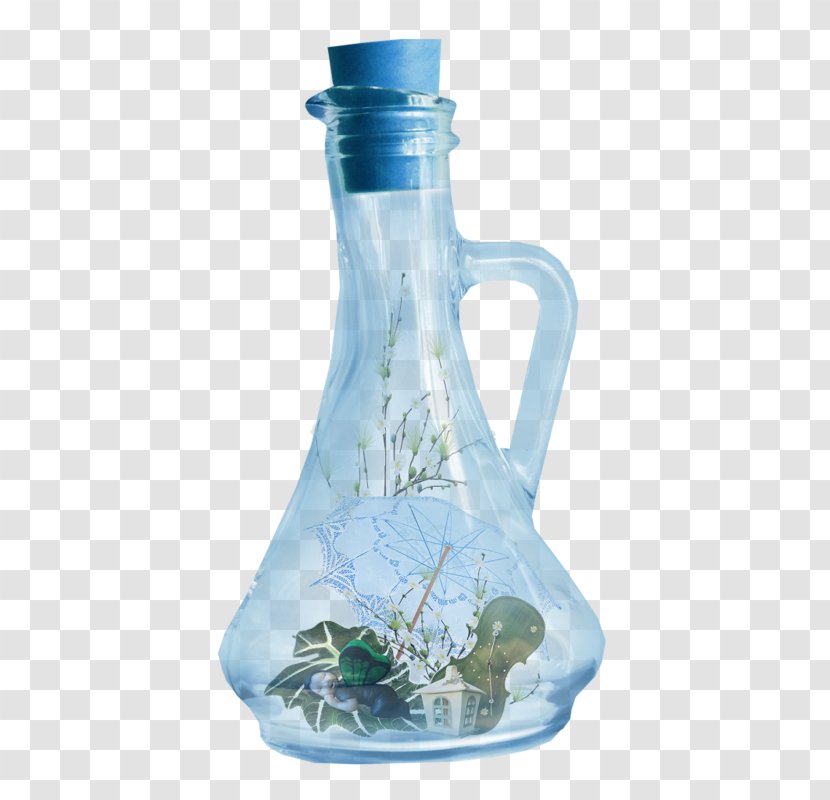 Glass Bottle - Water - Blue Decorative Bottles Transparent PNG