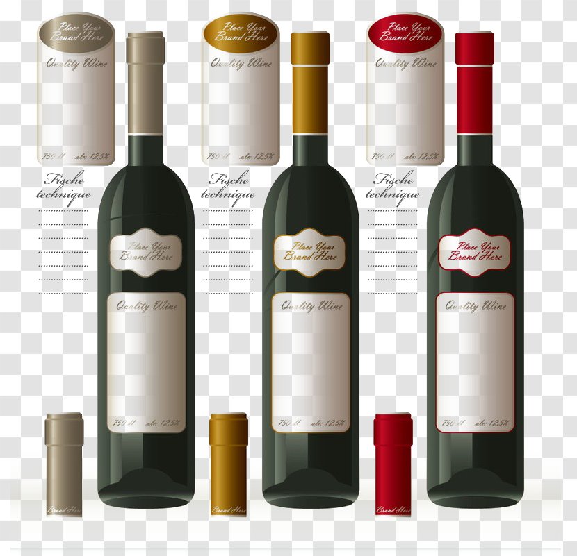 Red Wine Champagne Label - Liqueur - Free Bottle Packaging Material Buckle Transparent PNG