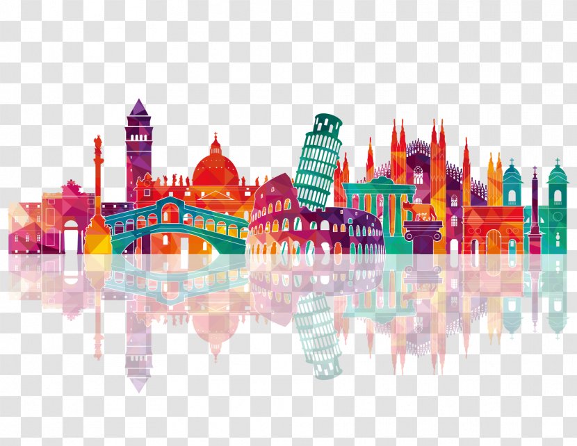 Italy Skyline Royalty-free Drawing - World - Colorful City Silhouette Transparent PNG