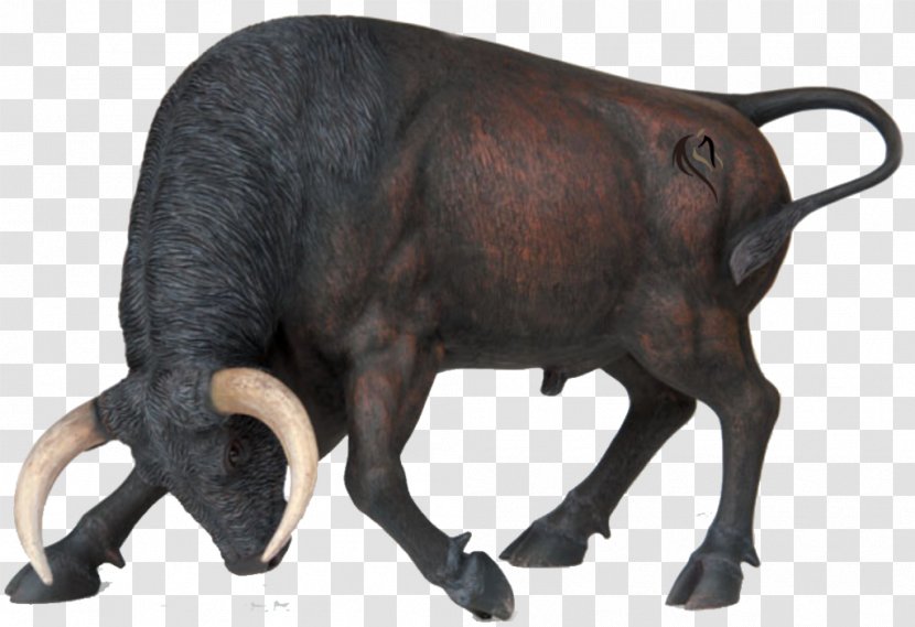 Spanish Fighting Bull Angus Cattle Charging Statue - Animal - Horsemanship Transparent PNG