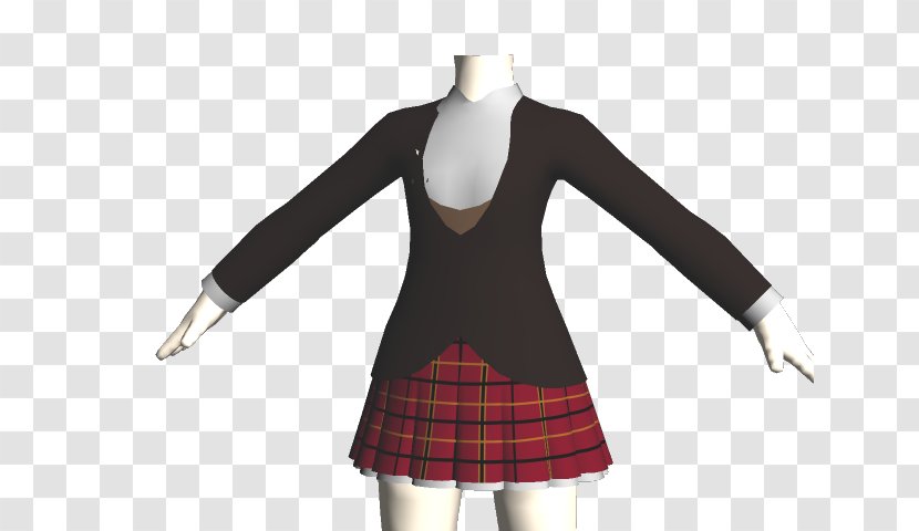 Tartan Sleeve Shoulder School Uniform Full Plaid - Neck Transparent PNG