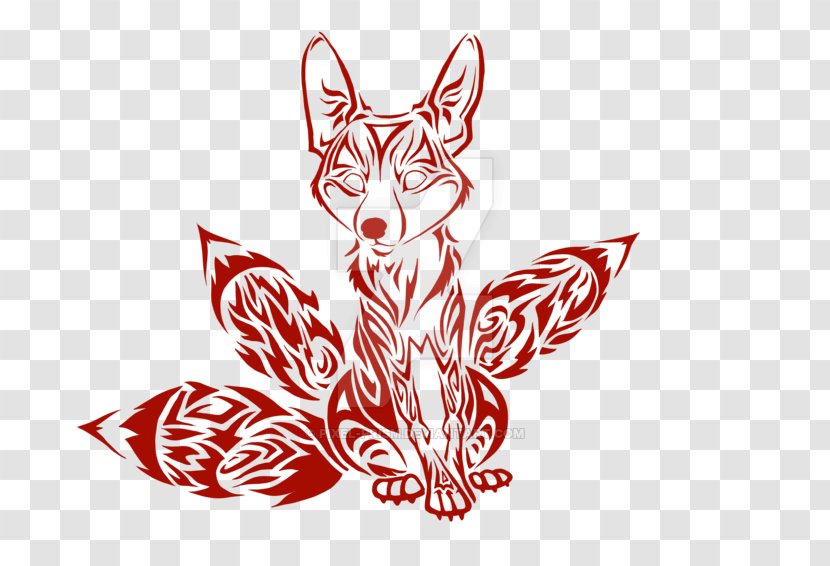 Canidae Red Fox Gray Wolf Art - Flower - Tattoo Transparent PNG