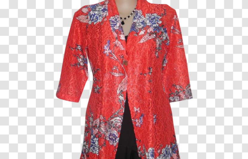 Dress Sleeve Blouse Outerwear Kimono - Lace - Red Transparent PNG