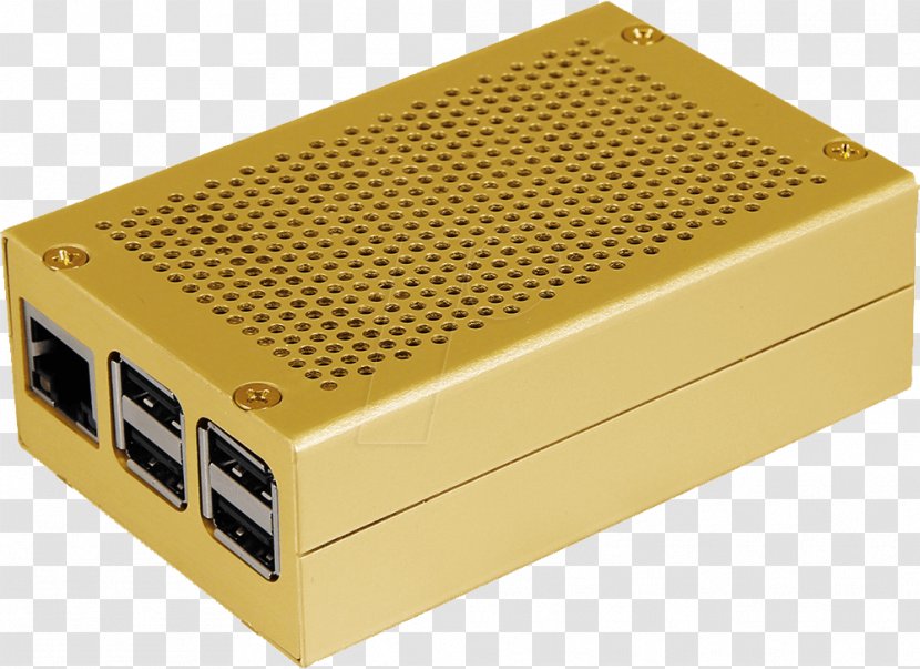 Computer Cases & Housings Raspberry Pi 3 Model B Mediacenter Kit 1 GB Aluminium - Personal - Gold Powder Coat Transparent PNG