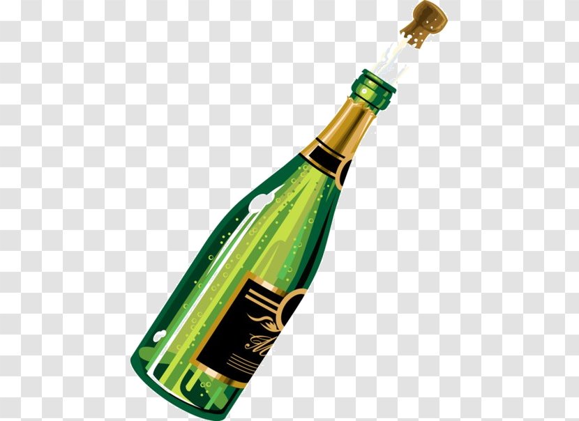 Champagne Wine Bottle Birthday Cake Clip Art - White Transparent PNG