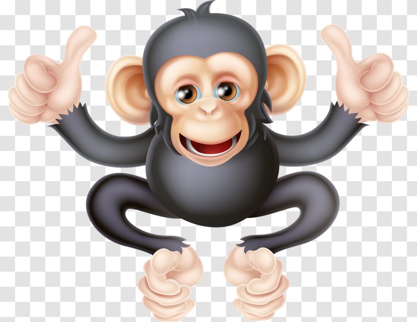 Chimpanzee Ape Primate Cartoon - Finger - Cute Monkey Transparent PNG