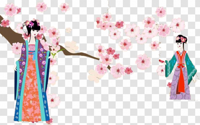 National Cherry Blossom Festival Illustration - Cartoon - Classic Beauty Tree Under The Transparent PNG