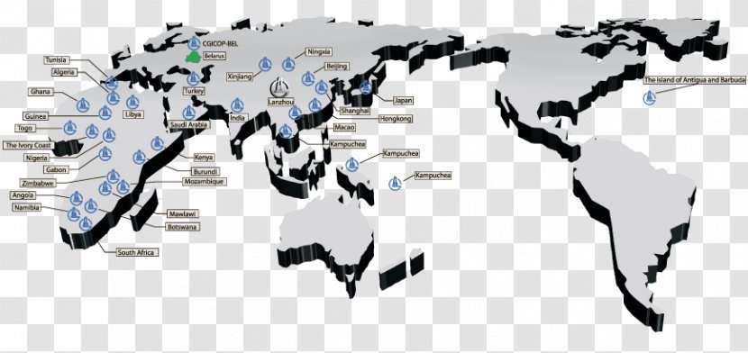 World Map Three-dimensional Space 建筑装饰构造 - Commerce - Global Cooperation Transparent PNG