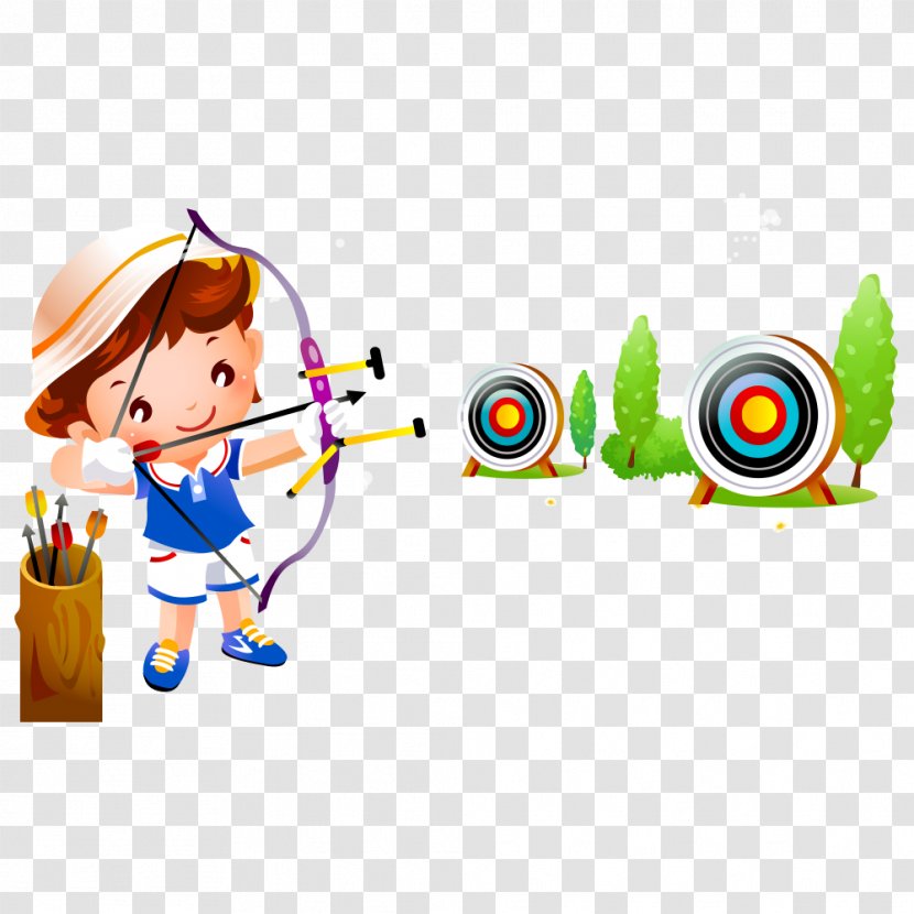 Child Cartoon Illustration - Shooting - Archery Transparent PNG