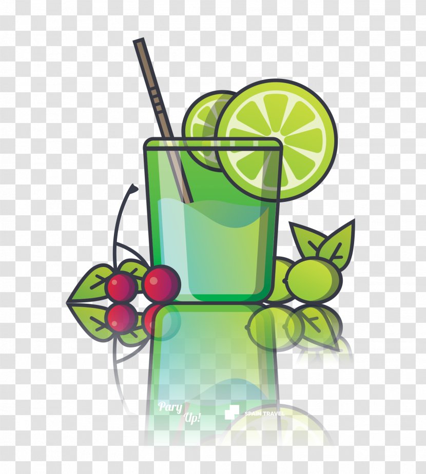 Cocktail Ice Cream Juice Tequila Sunrise Drink - Poster - Flat Green Transparent PNG