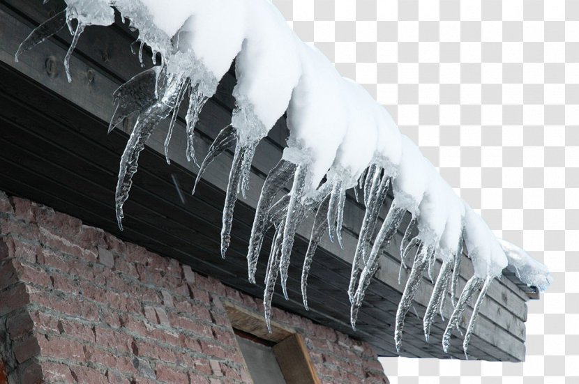 Icicle Eaves Roof Ice - Frost - Under The Of Icicles Transparent PNG