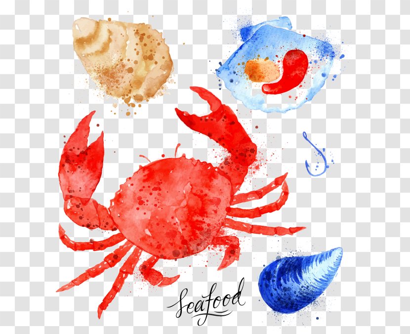 Crab Watercolor Painting Marine Biology Illustration - Ink Pattern Material Transparent PNG