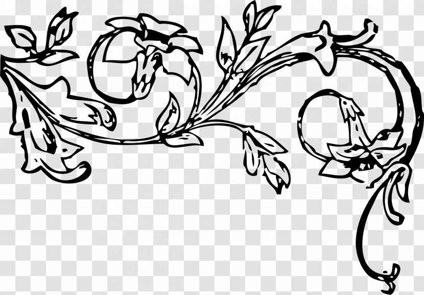 Flower Drawing Clip Art - Black And White - Banquet Transparent PNG