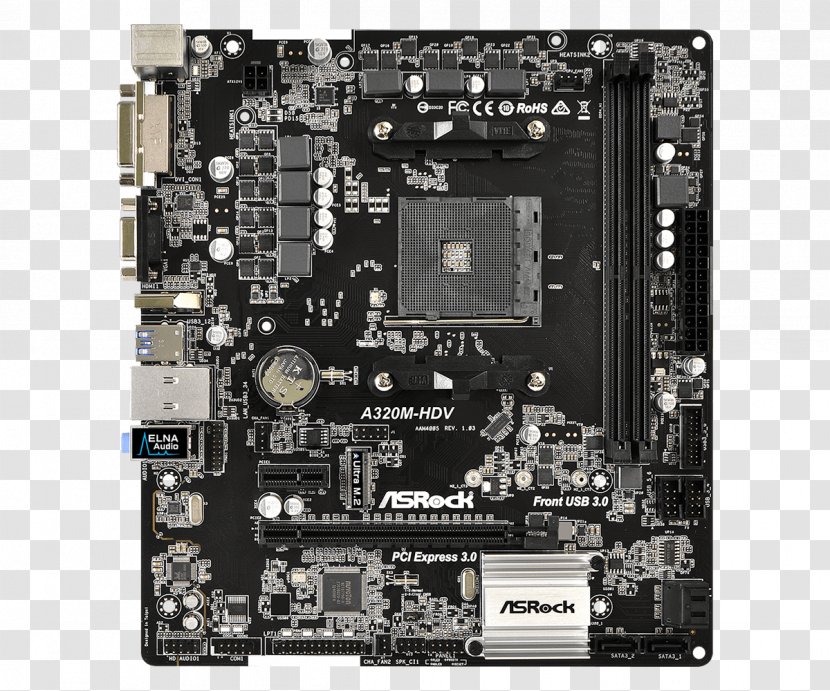 Socket AM4 ASRock AB350M-HDV MicroATX Motherboard A320M AMD A320 Micro ATX - Central Processing Unit - Am4 Transparent PNG