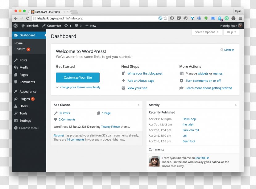 WordPress.com Dashboard Blog Theme - Multimedia - Toolbar Transparent PNG