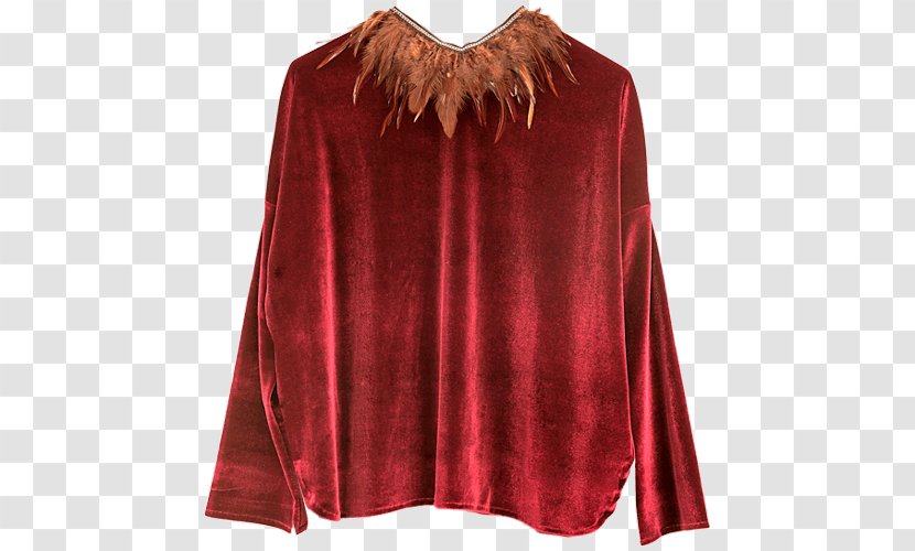 Blouse Maroon Shoulder Velvet - Shirt - Neck Transparent PNG