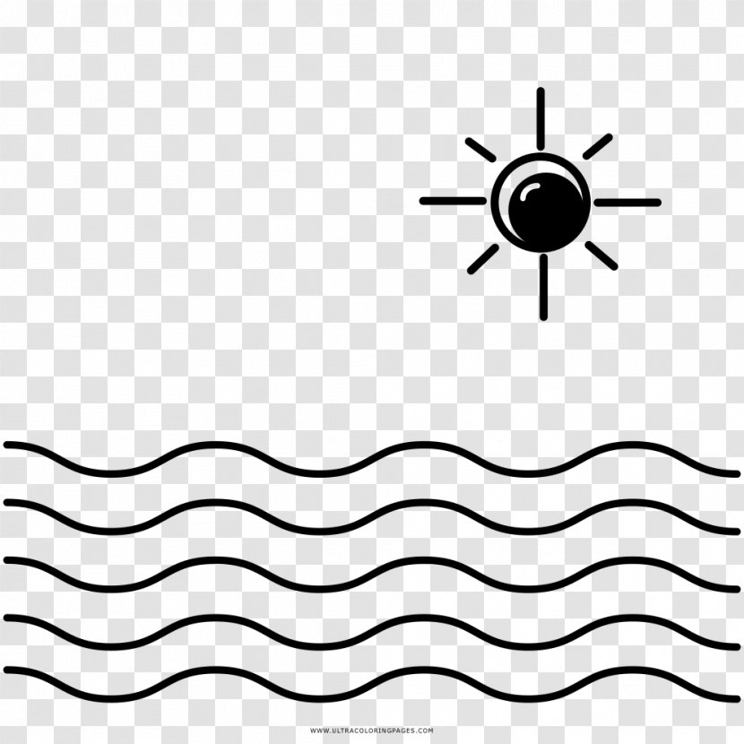 Coloring Book Drawing Sea Line Art Black And White - Tide Transparent PNG