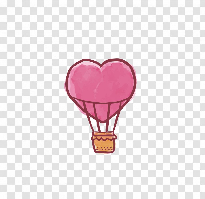 Valentine's Day Love Heart - Hot Air Balloon Transparent PNG