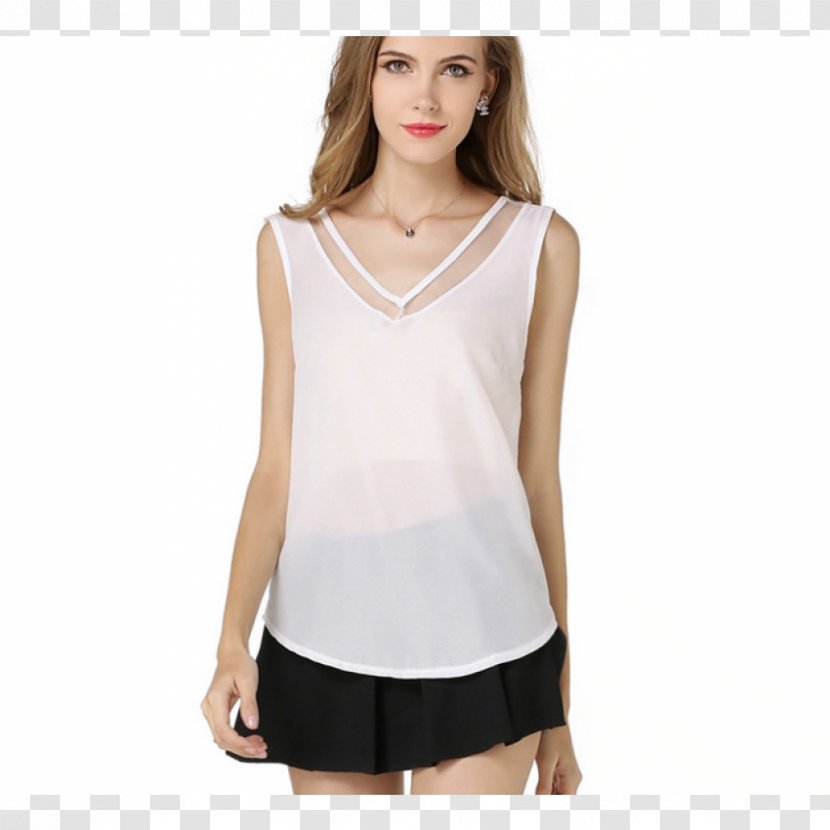 T-shirt Neckline Top Sleeveless Shirt Chiffon Transparent PNG