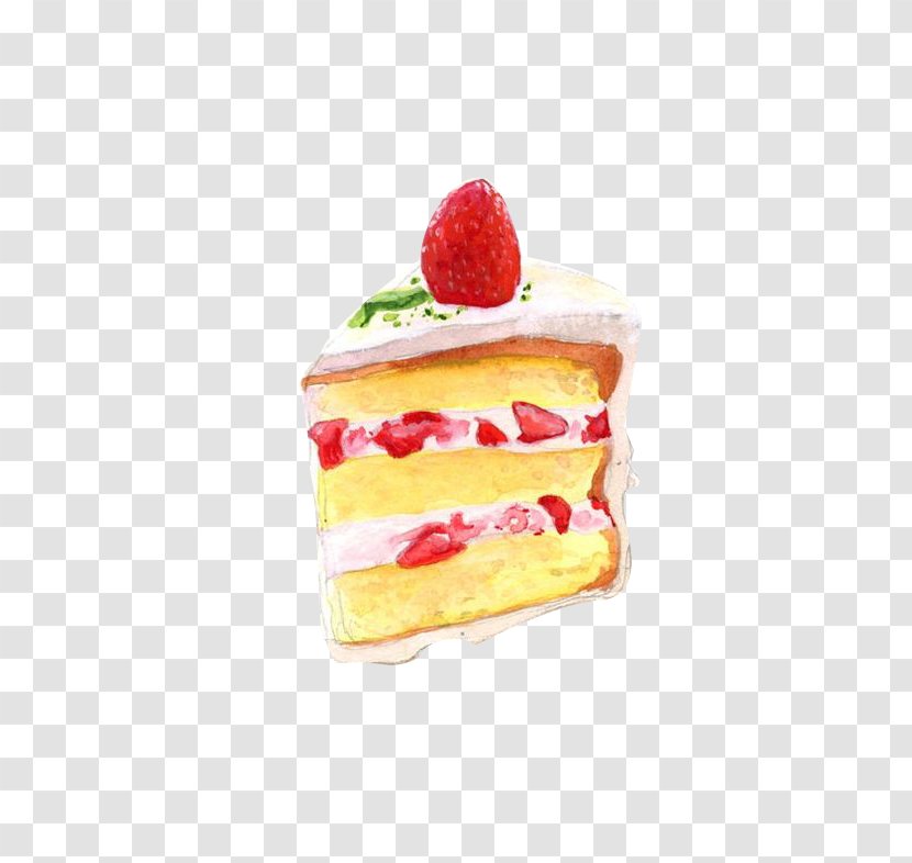 Strawberry Cream Cake Cupcake Food Drawing Illustration - Afternoon Tea Transparent PNG