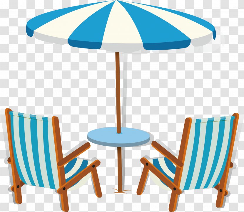Euclidean Vector Chair Beach Illustration - Blue And White Stripes A Parasol Transparent PNG