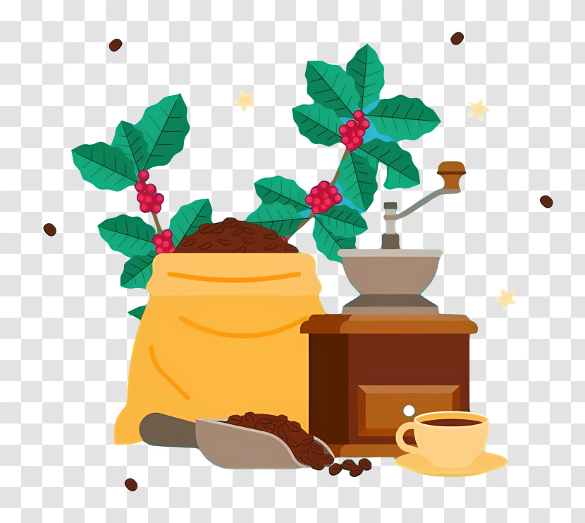 Coffee - Illustration Of Coffee Sack, Grinder, And Cup Transparent PNG