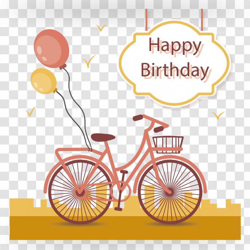 Greeting Card Birthday Bicycle Balloon - Orange - Vector And Balloons Transparent PNG