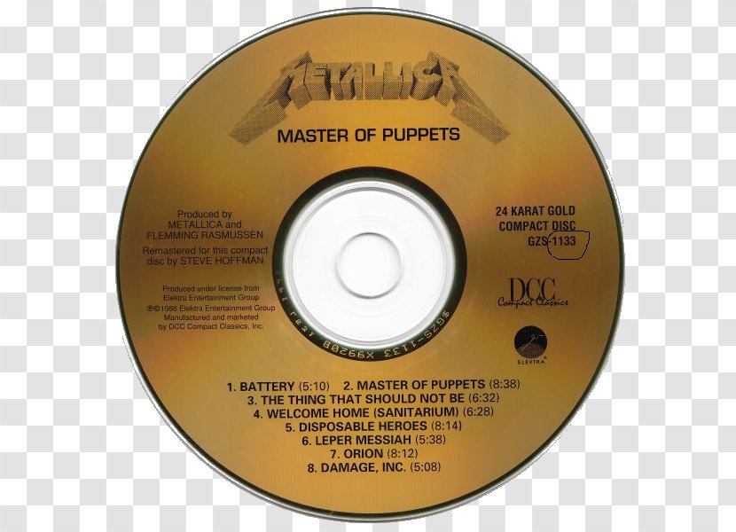 Master Of Puppets Compact Disc Metallica FLAC - Gold - Back To The Front A Fully Authorized Vis Transparent PNG