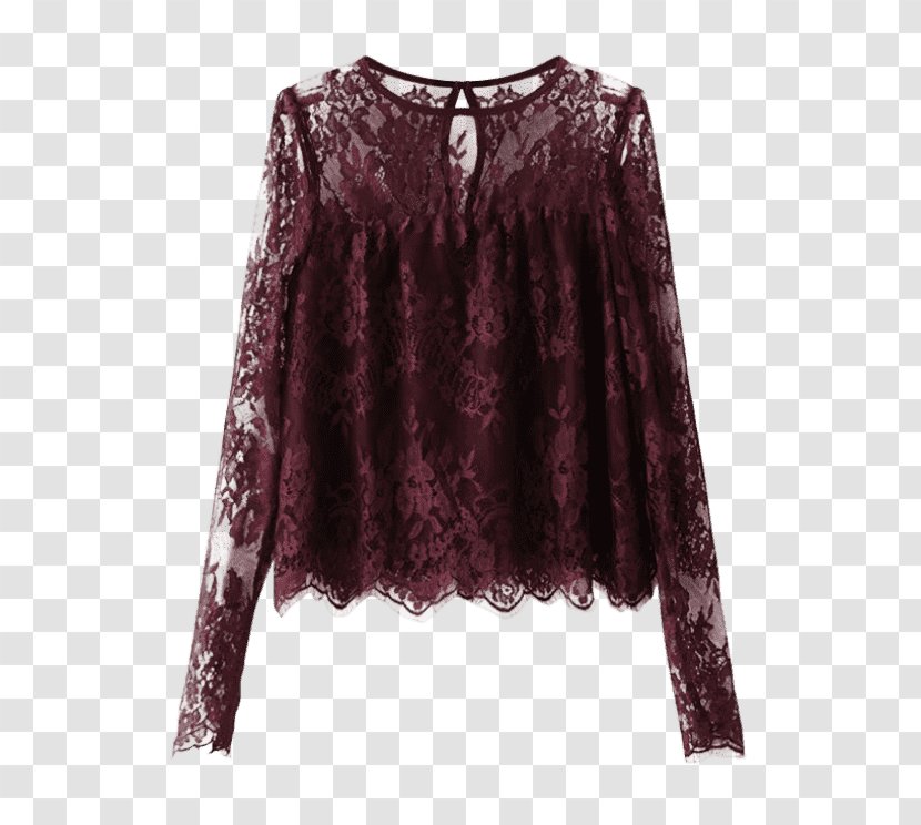 Blouse T-shirt Lace Top Fashion - Seethrough Clothing Transparent PNG