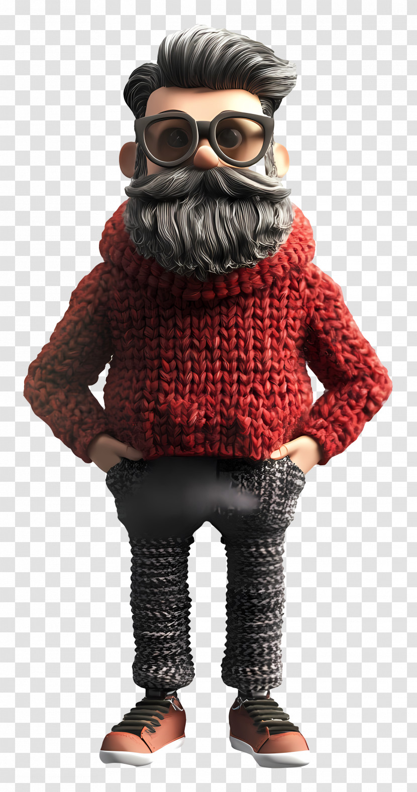 3d Stylish Man - Cartoon Man With Glasses And Beard Transparent PNG