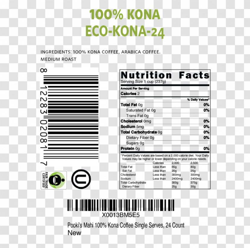Kona Coffee Kailua District, Hawaii Single-serve Container - Mahi Transparent PNG