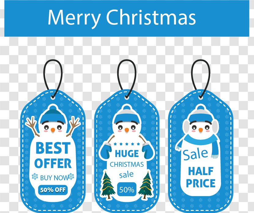 Christmas Snowman - Product Design - Sky Blue Discount Label Transparent PNG
